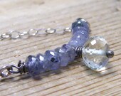 iolite strand necklace with green amethyst rondelle