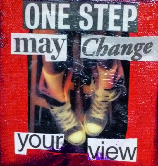 One Step - 5"x5" Mixed Media Mini Collage