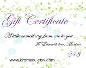 Gift Certificate of 24 dollars for Handmade Funky Jewlery