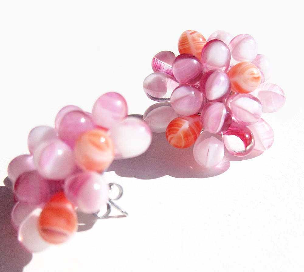 Pink & Orange Twirl Earrings - Limited Vintage Collection