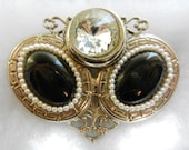 Italian vintage 1950 - original and beautiful brooch Victorian , vintage unique design,micro pearls and cabochons-Art.930