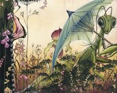Annabelle's Blue Umbrella by Shanna Trumbly - Eco Paper Print