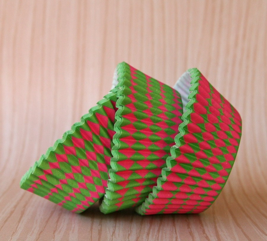 Pink and Green Harlequin Cupcake Liners (50)