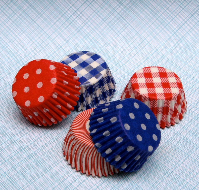 Red, White and Blue MINI Cupcake Liners (100)