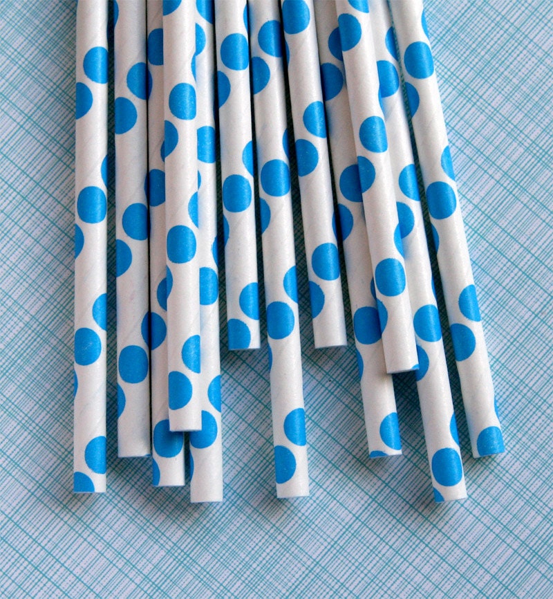 Blue Polka Dot Paper Straws with Free DIY Printable Flags (25) Il_170x135