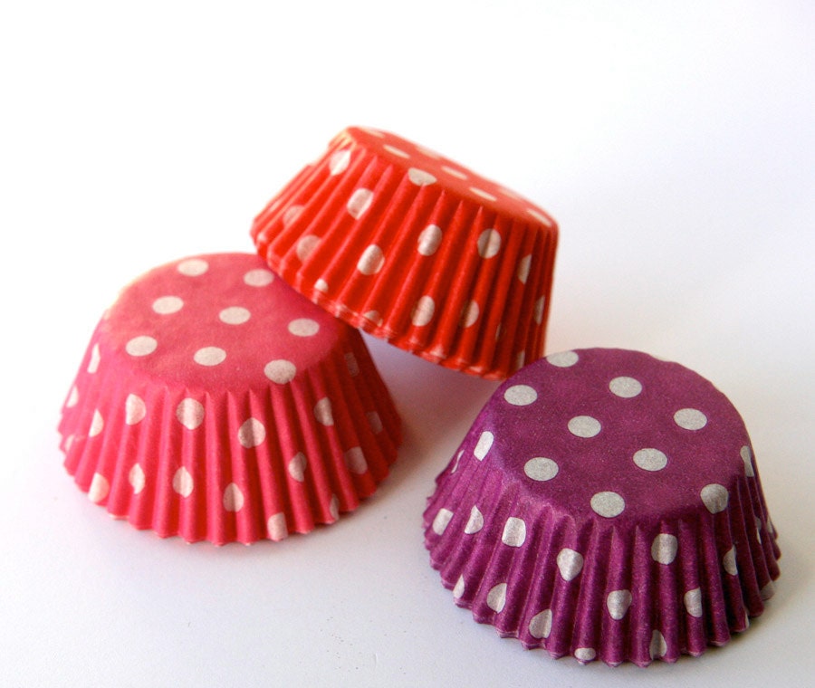 MINI Valentine's Day Mix Cupcake Liners Baking Cups - Red, Pink and Purple Polka Dot (60) Il_170x135