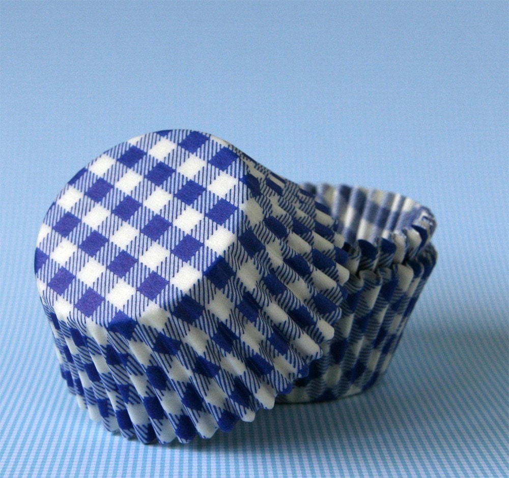 Blue Gingham Cupcake Liners (45) Il_570xn