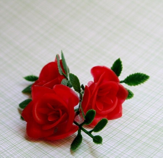 Red Rose Cupcake Toppers (12) Il_570xn