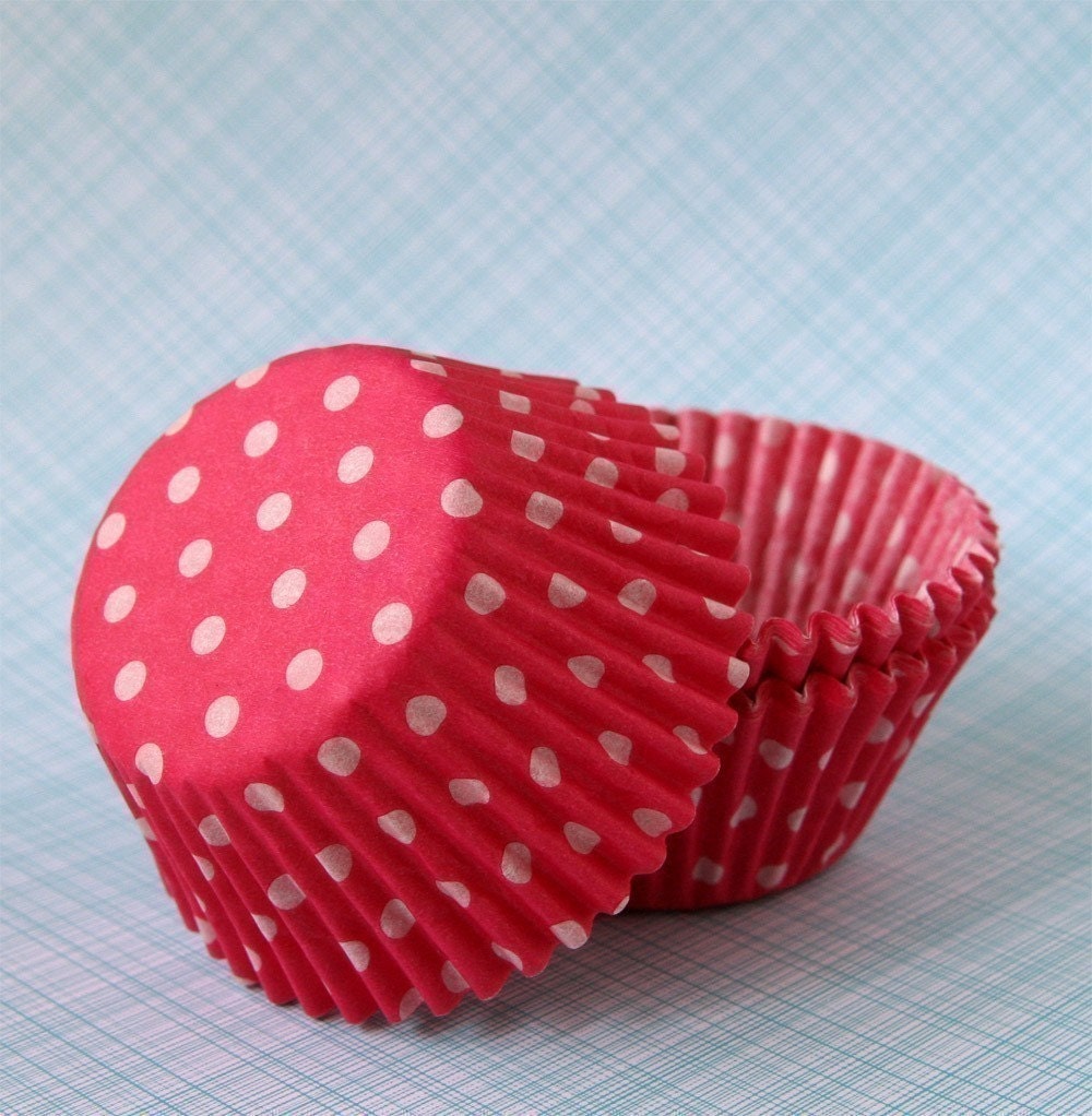 Cupcake Liners - Pink Polka Dot Baking Cups (100) Il_570xn