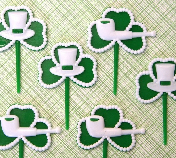 St Patrick's Day Clover Cupcake Picks (12) Il_570xn