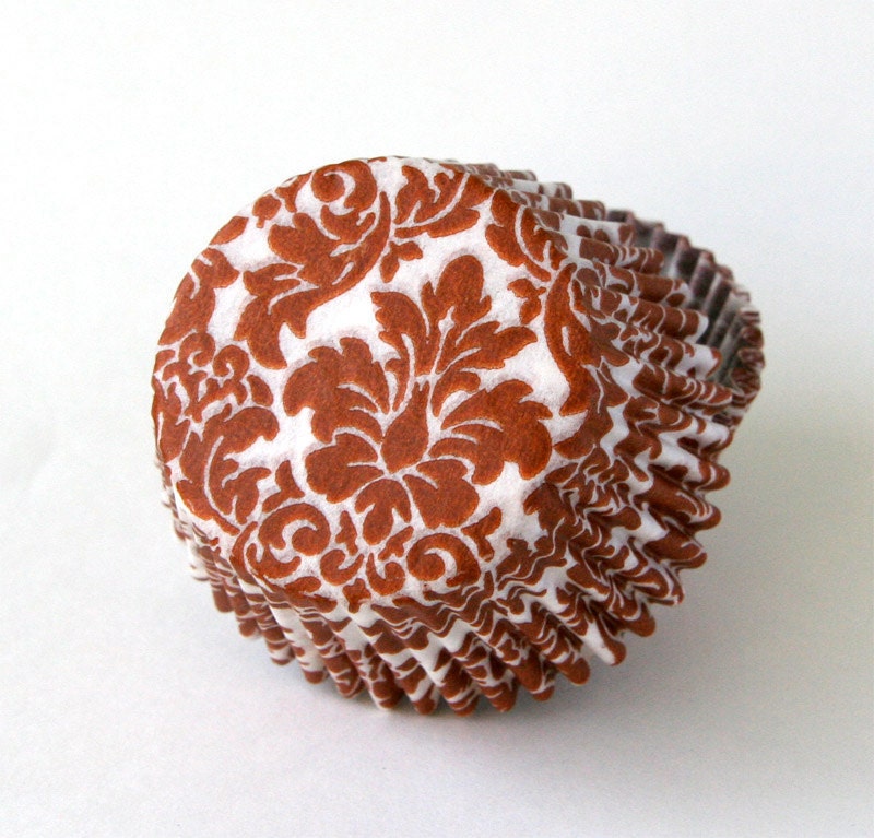 Dark Orange Damask Cupcake Liners Baking Cups (45) Il_570xn