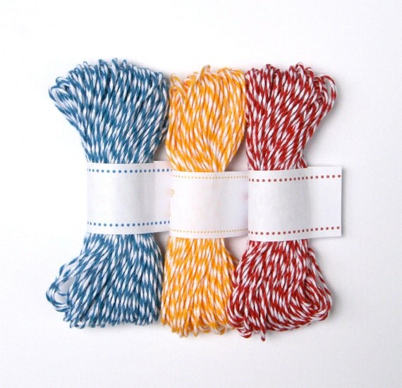 Primary Mix Baker's Twine - Denim Blue, Lemondrop Yellow and Maraschino Red Twine - 3 packs (45 yards) Il_570xn
