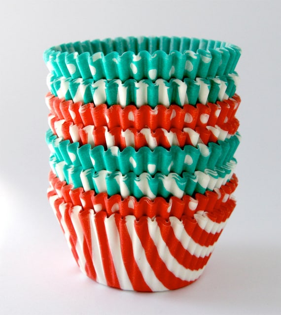 Christmas Mix Cupcake Liners - Stripes and Polka Dots (100) Il_570xn
