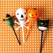 Retro Halloween Cupcake Picks - Witch, Cat, Skull, Pumpkin (12)