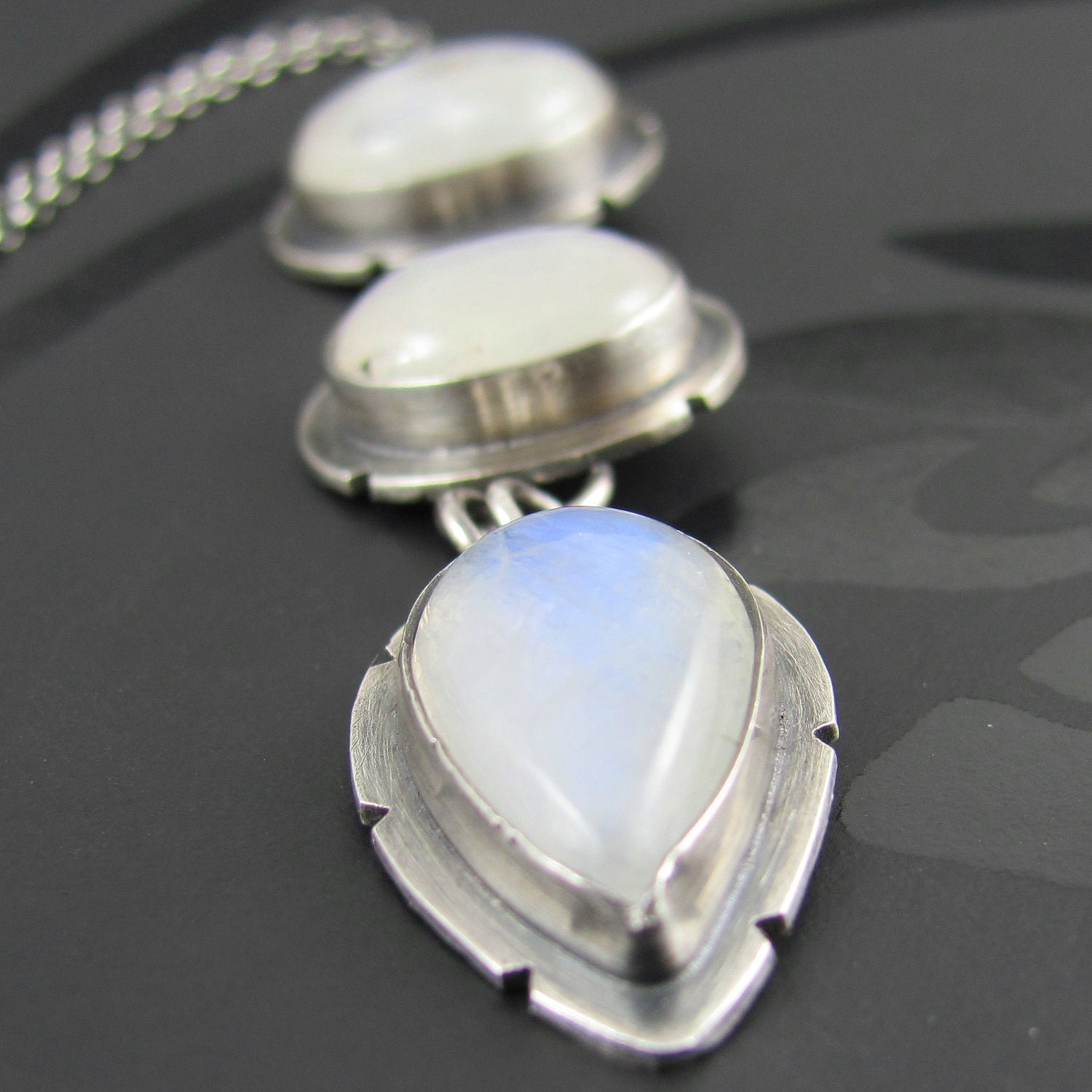rainbow moonstone sterling silver necklace - rainbow moonstone necklace -sterling silver necklace - gemstone necklace - hallmark neckalce