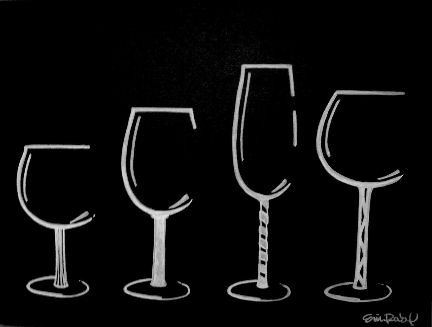 18x24 wine glasses acrylic on canvas commission