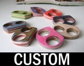 Recycled  Skateboard Custom Two Finger Wood Knuckles Ring