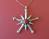 Navajo Silver Pendant Coral