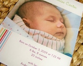 Candy Stripe Custom Photo Birth Announcement Sample
