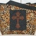 Leopard Print Tote Embroidered Gothic Cross Large Purse  Ready to ship