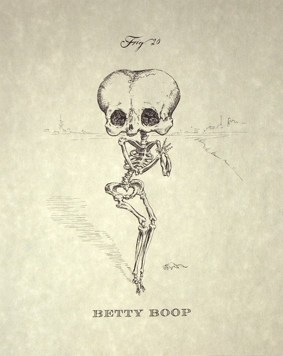 Betty Boop Skeleton Print 8x10