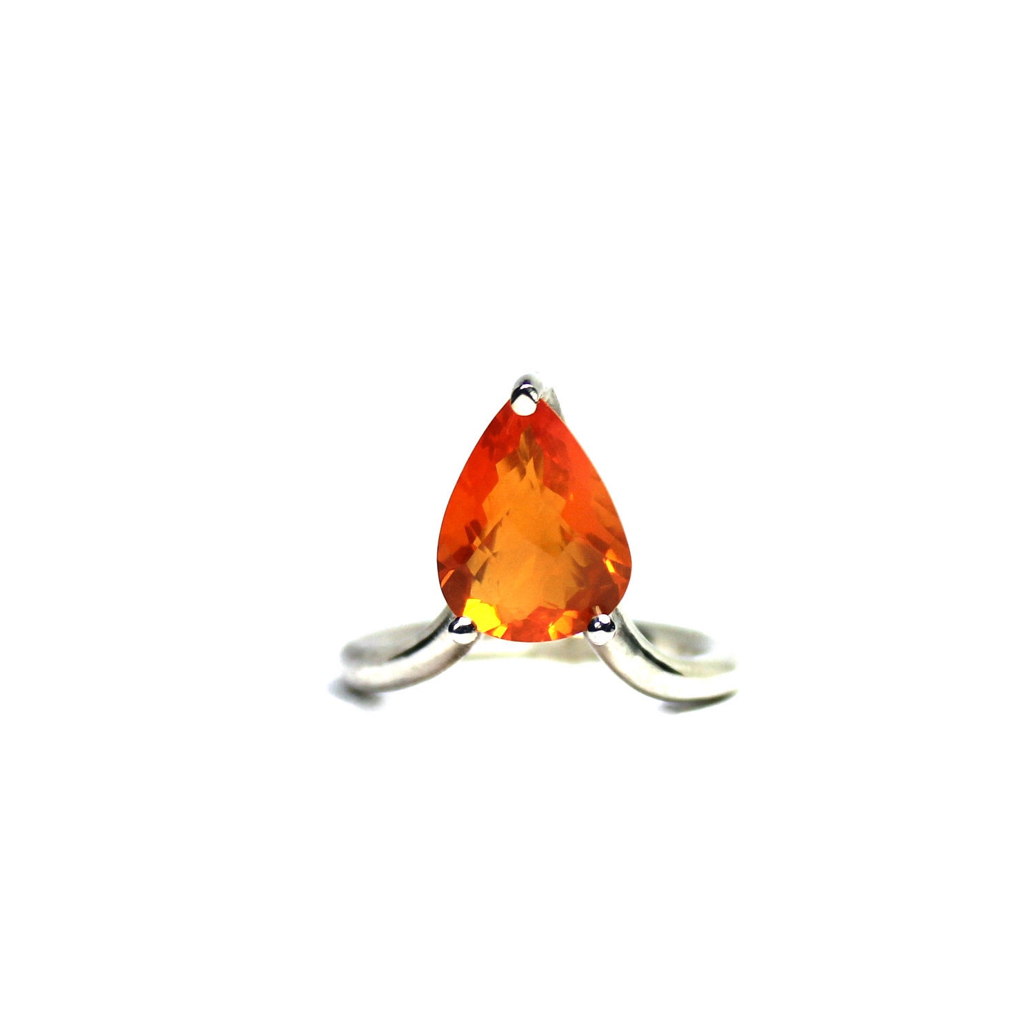 Orange Fire Opal Silver Arrow Ring - Feuerpfeil