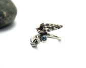 Silver Seashell Blue Zircon Ring - Blaumuschel