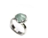 Geometric Pale Blue Topaz Silver Ring - Sky Cup