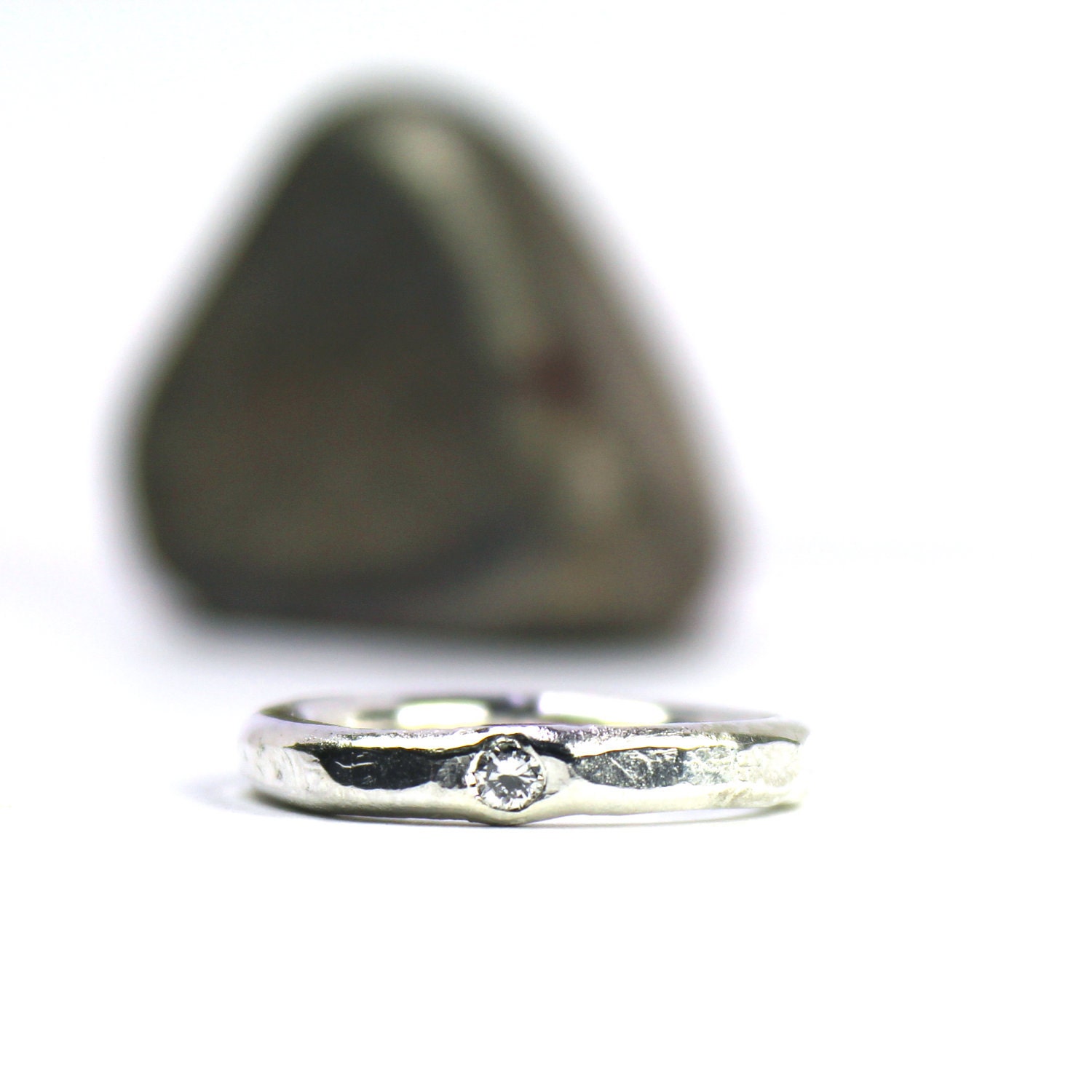 Sterling Silver Diamond Wedding Band - Subtle