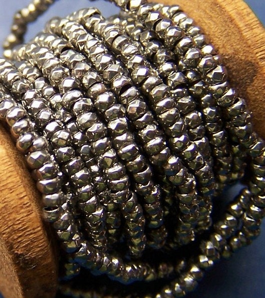 antique French steel cut bead strand diamond facetes Rust Free Incredible sparkle 20 inches