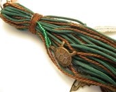 Animals in Nature Beaded Purse Tassel or Charm in Green and Brown