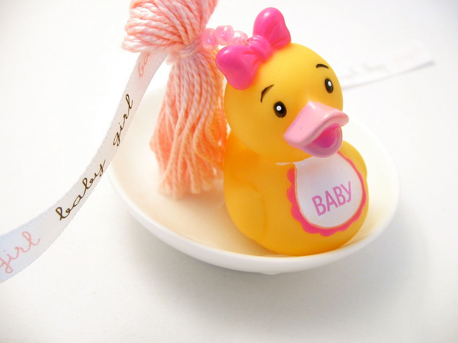 Baby Girl Baby Shower Beaded Tassel with Girl Rubber Duckie