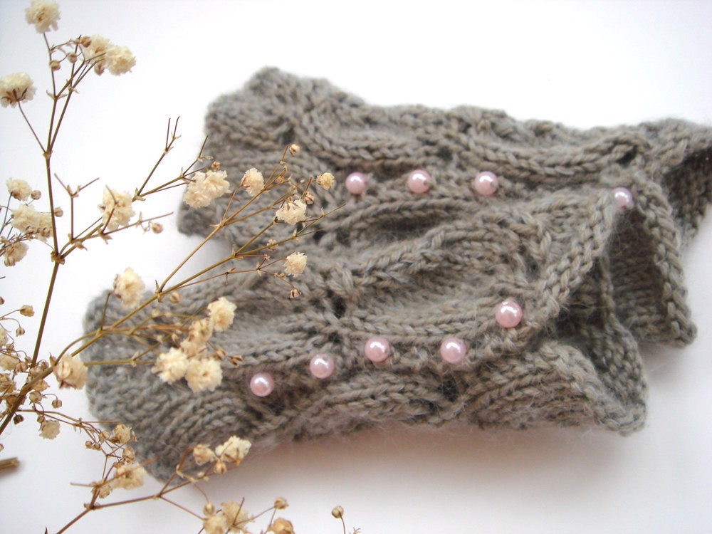 Lace Fingerless Gloves, women armwarmers, knit fingerless mitten gloves
