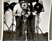 Vintage Pair of Black and White Photos of Man Behind Camera