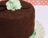 SALE Felt Cake Food Chocolate Mint Dot and Rose Ganache Easter