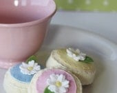 SALE Magnets Felt Sugar Tea Cookies Spring  Easter Pastels And Daisys