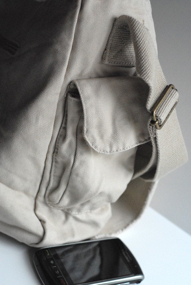 Messenger Bag - Woodland Bunny Photograph - Java Brown Canvas Bag - Mademoiselle Lapina - School Bag