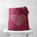SALE - LOVE Languages Tote Bag - Cranberry Cotton Canvas Bag - Silver Ink
