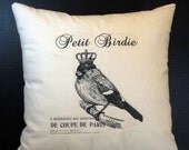 Pillow The French Queen Bird with Crown, Petit Birdie