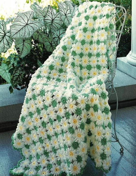 X871 Crochet PATTERN ONLY Daisies, Morning Glories, Kittens 3 Afghans