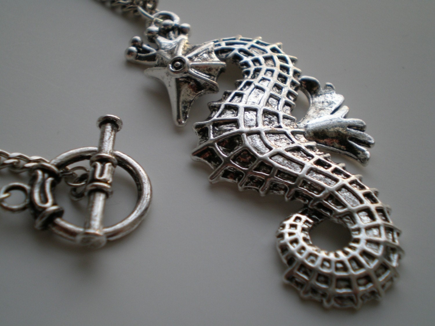 Silver Metal Seahorse Necklace