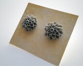 Gray Chrysanthemum Stud Earrings