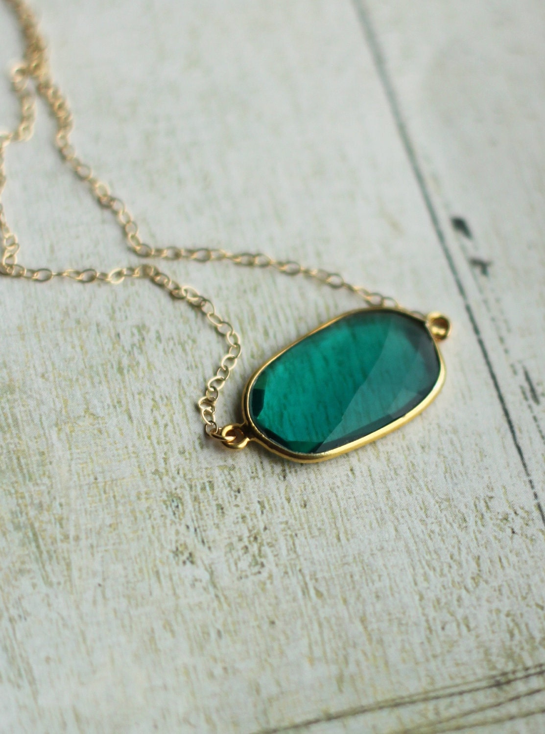 Hush /green quartz, vermeil & 14k gold filled necklace