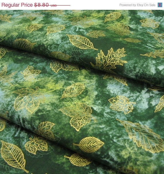 Indian Summer Meadow Gold  Leaves from Hoffman - 1 YD - FabricFascination