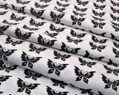 Cotton Fabric: Half Moon Butterfly Fabric in Black and White Cotton - 1 YD - FabricFascination