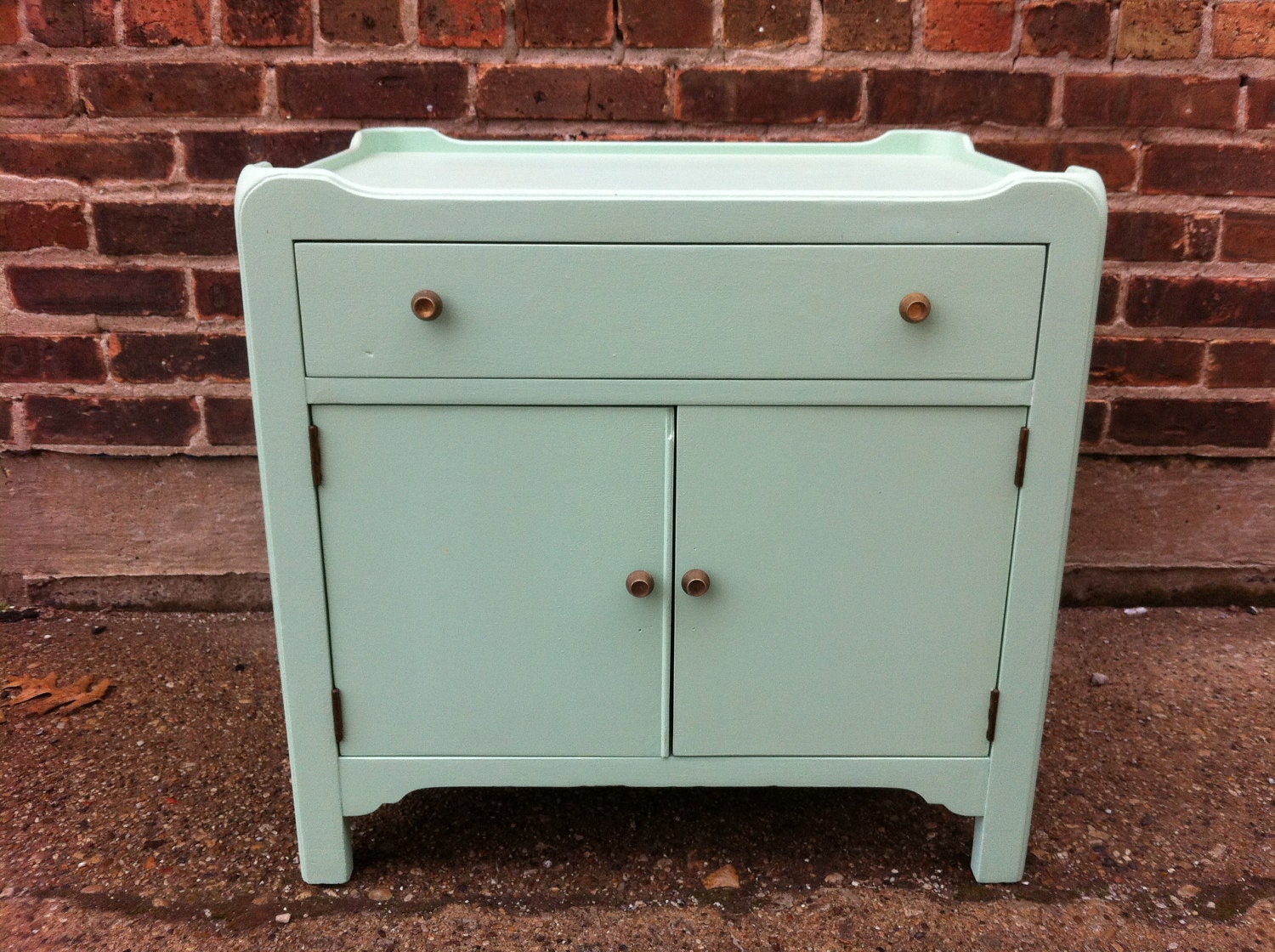 Vintage Side Table Cabinet In Icy Mint Green