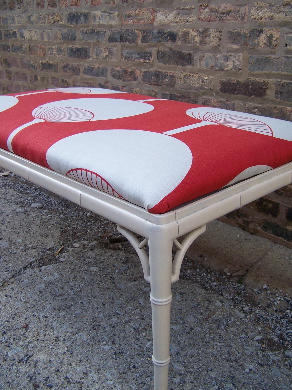 Beautiful Ottoman Upholstered In Thomas Paul Fabric