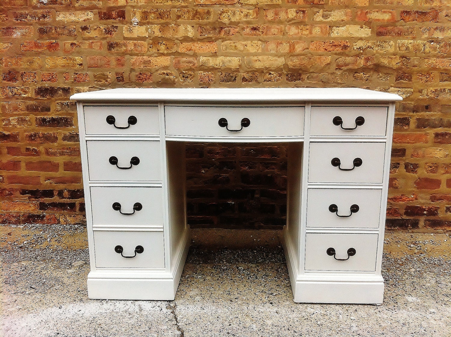 Vintage Desk In Crisp White