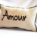 Love Amour Burlap Pillow