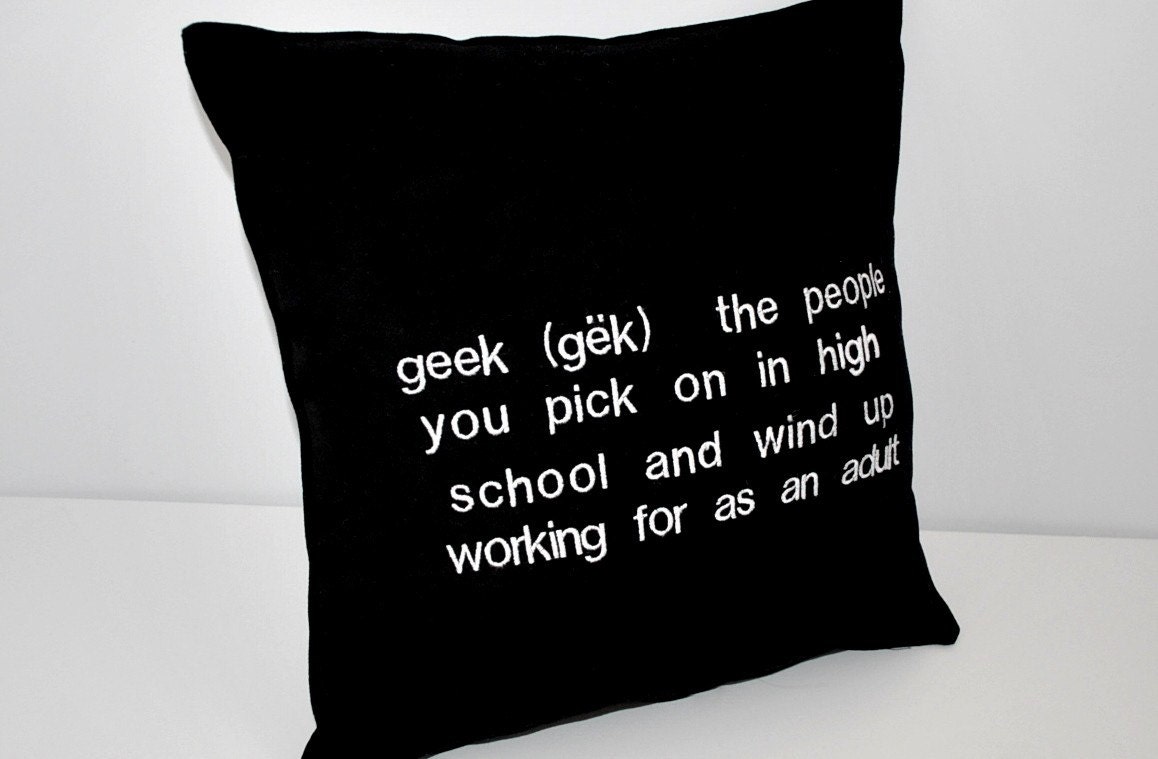 Decorative pillow-Geek Definition Pillow-Black Ultra Suede Fabric